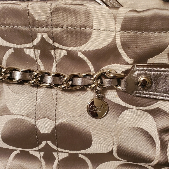 Coach Bags Coach Signature Gold Handbag With Chain Accent Poshmark